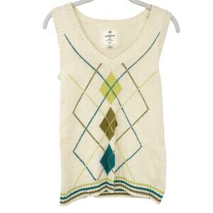 Heritage 1981 Womens Fall Preppy Rabbit Hair Blend Argyle Knit Sweater‎ Vest S